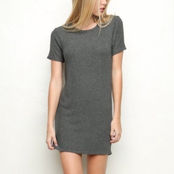 Brandy Melville Dresses & Skirts - Brandy Melville Emily Ribbed Dress Dark Gray XS